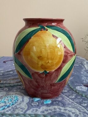 Pottery Barn Italy Fruit Vase Tuscan Mediterranean Decor Pear